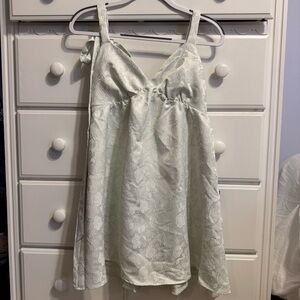 Sage Green Burnout Pattern Babydoll Dress